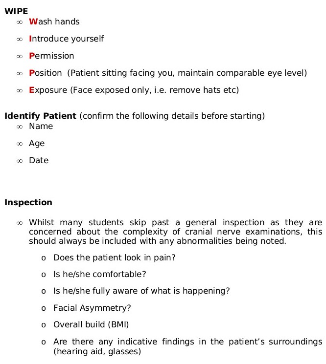 Cranial Nerve Exam Chart