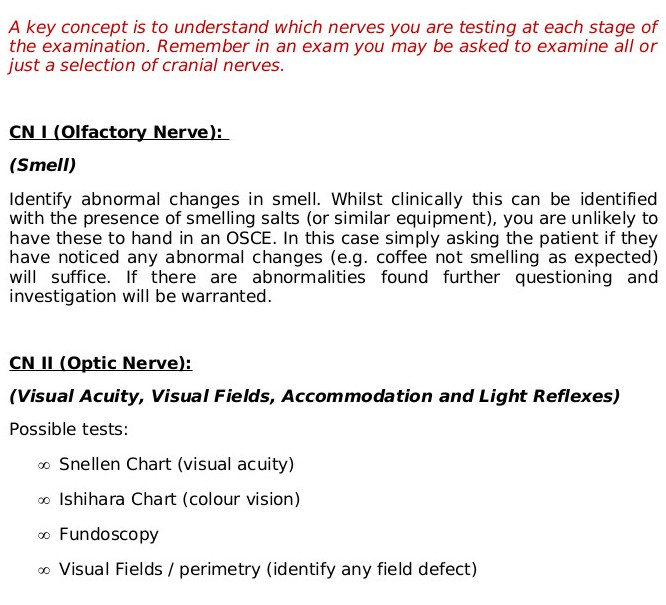 Cranial Nerve Reflexes Chart